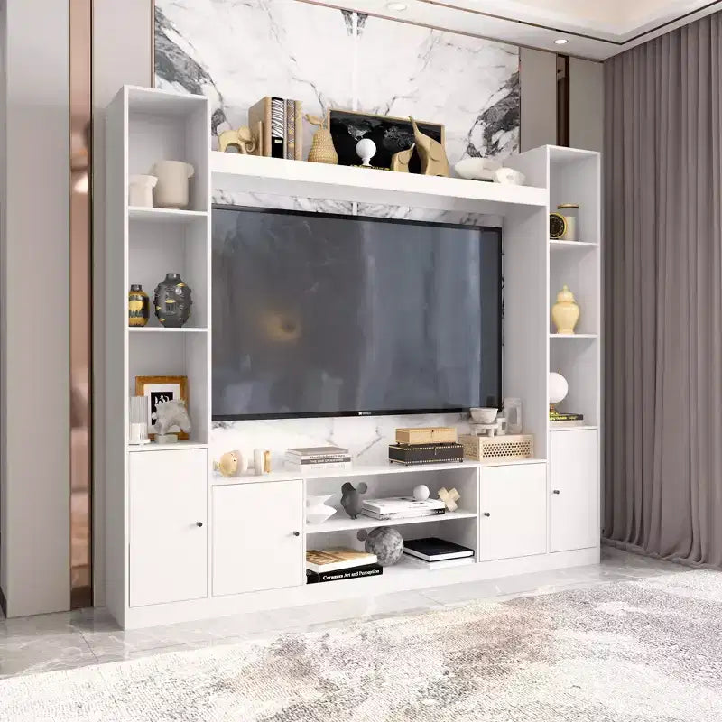 Meuble TV moderne et minimaliste : Meuble console de design moderne avec grand espace de rangement, étagère TV flottante