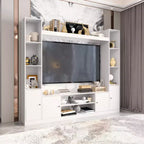 Meuble TV moderne et minimaliste : Meuble console de design moderne avec grand espace de rangement, étagère TV flottante