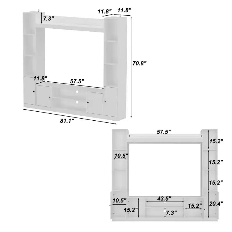 Meuble TV moderne et minimaliste : Meuble console de design moderne avec grand espace de rangement, étagère TV flottante