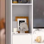 Meuble TV moderne et minimaliste : Meuble console de design moderne avec grand espace de rangement, étagère TV flottante