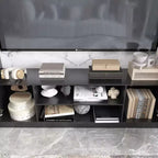 Meuble TV moderne et minimaliste : Meuble console de design moderne avec grand espace de rangement, étagère TV flottante