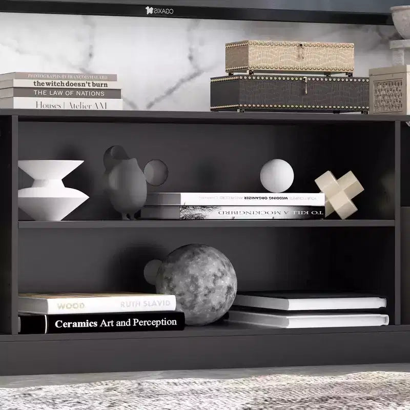 Meuble TV moderne et minimaliste : Meuble console de design moderne avec grand espace de rangement, étagère TV flottante