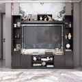 Meuble TV moderne et minimaliste : Meuble console de design moderne avec grand espace de rangement, étagère TV flottante