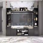 Meuble TV moderne et minimaliste : Meuble console de design moderne avec grand espace de rangement, étagère TV flottante