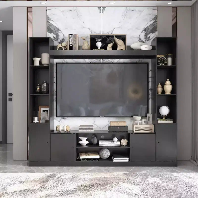 Meuble TV moderne et minimaliste : Meuble console de design moderne avec grand espace de rangement, étagère TV flottante