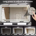 Miroir de salle de bain LED 55x30 avec éclairage, anti-buée, intensité réglable, rétroéclairé + éclairage frontal, mémoire, double LED, 3 couleurs, variation continue