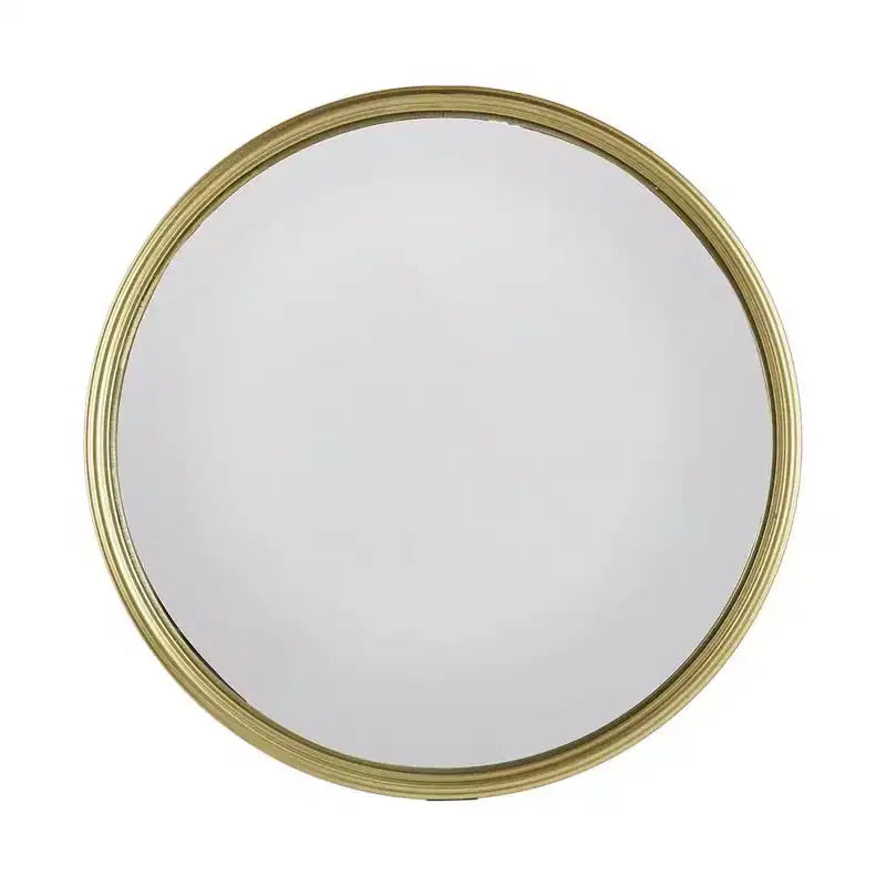 HomeRoots 15 Gold Round Iron Textured Framed Accent Mirror