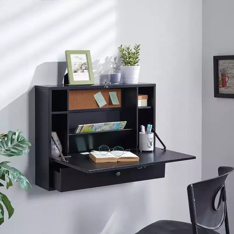 Bureau mural pour ordinateur portable - Noir