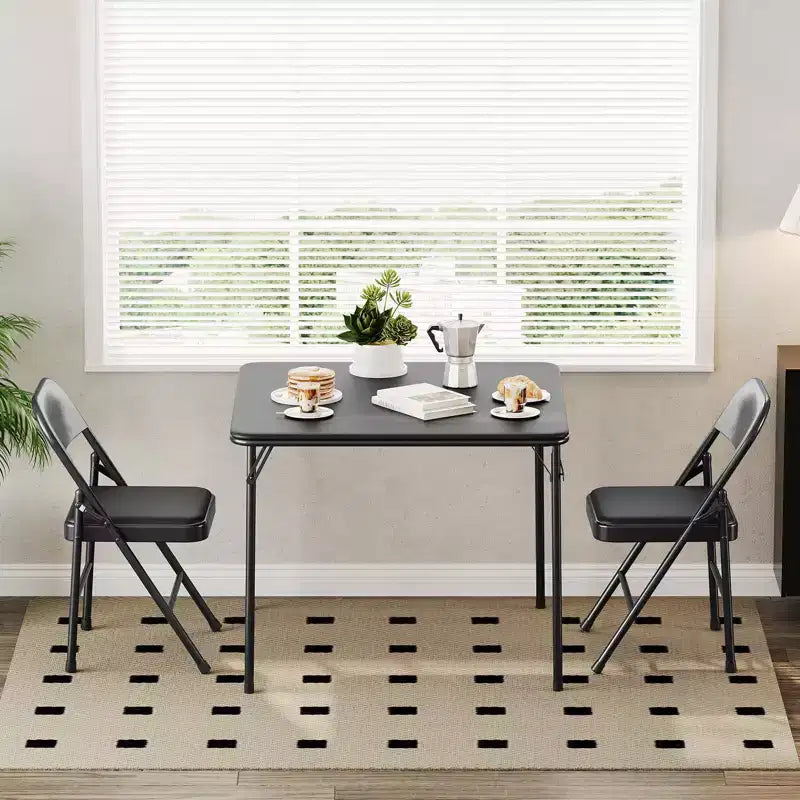 Table pliante, table de jeu pliable de 85,3 cm, table pliante carrée portable avec coussin souple en polyuréthane, table pliante en métal beige adaptée