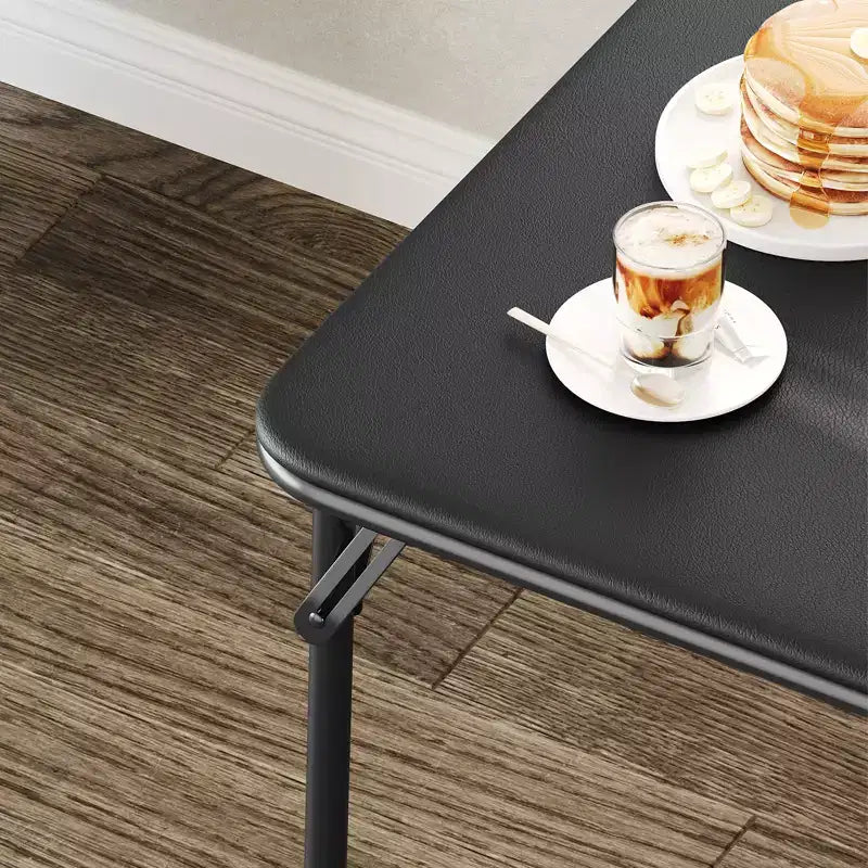 Table pliante, table de jeu pliable de 85,3 cm, table pliante carrée portable avec coussin souple en polyuréthane, table pliante en métal beige adaptée