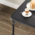 Table pliante, table de jeu pliable de 85,3 cm, table pliante carrée portable avec coussin souple en polyuréthane, table pliante en métal beige adaptée