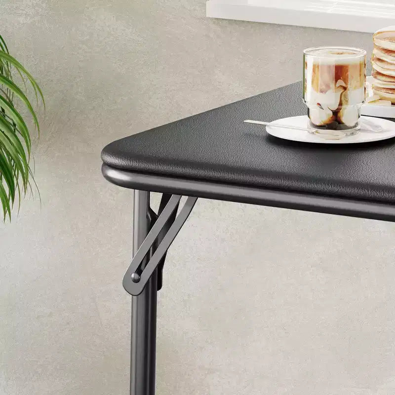 Table pliante, table de jeu pliable de 85,3 cm, table pliante carrée portable avec coussin souple en polyuréthane, table pliante en métal beige adaptée