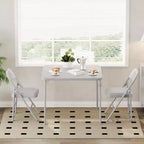 Table pliante, table de jeu pliable de 85,3 cm, table pliante carrée portable avec coussin souple en polyuréthane, table pliante en métal beige adaptée