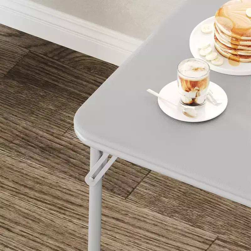 Table pliante, table de jeu pliable de 85,3 cm, table pliante carrée portable avec coussin souple en polyuréthane, table pliante en métal beige adaptée