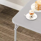 Table pliante, table de jeu pliable de 85,3 cm, table pliante carrée portable avec coussin souple en polyuréthane, table pliante en métal beige adaptée