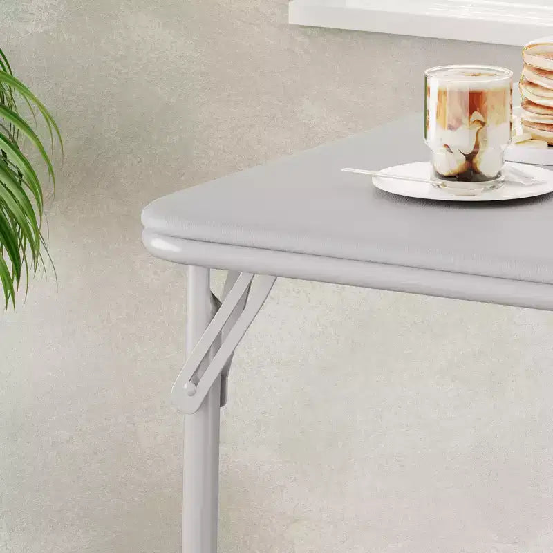 Table pliante, table de jeu pliable de 85,3 cm, table pliante carrée portable avec coussin souple en polyuréthane, table pliante en métal beige adaptée