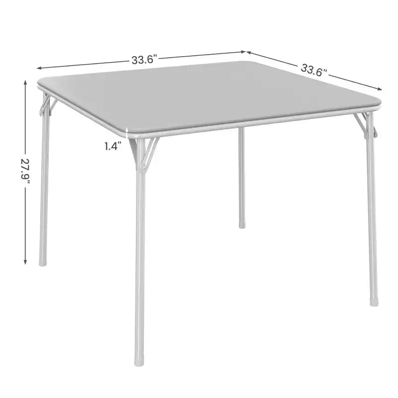 Table pliante, table de jeu pliable de 85,3 cm, table pliante carrée portable avec coussin souple en polyuréthane, table pliante en métal beige adaptée