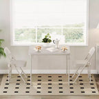 Table pliante, table de jeu pliable de 85,3 cm, table pliante carrée portable avec coussin souple en polyuréthane, table pliante en métal beige adaptée