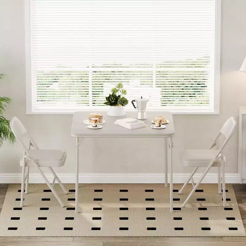 Table pliante, table de jeu pliable de 85,3 cm, table pliante carrée portable avec coussin souple en polyuréthane, table pliante en métal beige adaptée