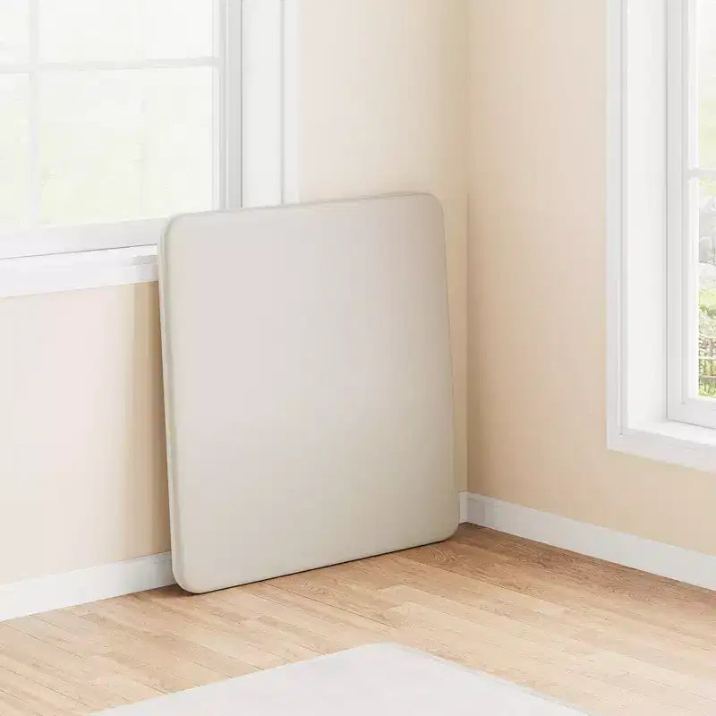 Table pliante, table de jeu pliable de 85,3 cm, table pliante carrée portable avec coussin souple en polyuréthane, table pliante en métal beige adaptée
