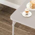 Table pliante, table de jeu pliable de 85,3 cm, table pliante carrée portable avec coussin souple en polyuréthane, table pliante en métal beige adaptée