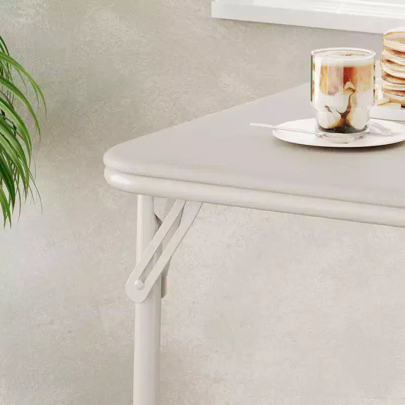 Table pliante, table de jeu pliable de 85,3 cm, table pliante carrée portable avec coussin souple en polyuréthane, table pliante en métal beige adaptée
