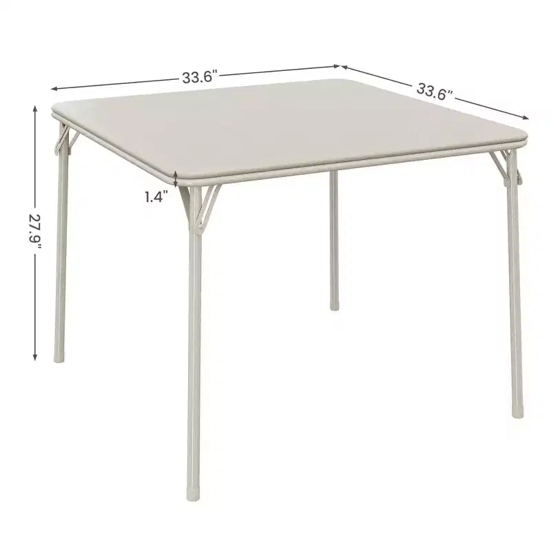 Table pliante, table de jeu pliable de 85,3 cm, table pliante carrée portable avec coussin souple en polyuréthane, table pliante en métal beige adaptée