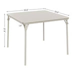 Table pliante, table de jeu pliable de 85,3 cm, table pliante carrée portable avec coussin souple en polyuréthane, table pliante en métal beige adaptée