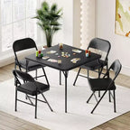 Table pliante, table de jeu pliable de 85,3 cm, table pliante carrée portable avec coussin souple en polyuréthane, table pliante en métal beige adaptée