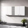 Meuble d'appoint mural 59 en bois blanc avec quatre portes