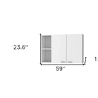 Meuble d'appoint mural 59 en bois blanc avec quatre portes