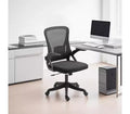 Ergonomic Office Chair with Flip-Up Armrests & Lumbar Support  Adjustable Swivel Desk Chair with Padded Seat, Mesh Back (Black)