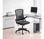 Ergonomic Office Chair with Flip-Up Armrests & Lumbar Support  Adjustable Swivel Desk Chair with Padded Seat, Mesh Back (Black)