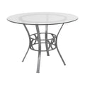 Emma and Oliver 42 Round Glass Dining Table with Metal Frame