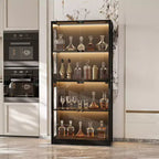 Vitrine en verre trempé de 31,5 x 65 cm avec lumières à détecteur de mouvement, vitrine noire haute à 4 portes, bibliothèque, buffet, garde-manger