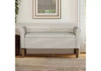 Banc de rangement en bois avec couvercle relevable et deux accoudoirs latéraux, banc à chaussures rembourré pour salon, chambre à coucher
