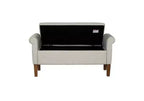 Banc de rangement en bois avec couvercle relevable et deux accoudoirs latéraux, banc à chaussures rembourré pour salon, chambre à coucher