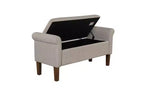 Banc de rangement en bois avec couvercle relevable et deux accoudoirs latéraux, banc à chaussures rembourré pour salon, chambre à coucher