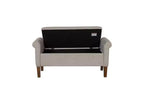 Banc de rangement en bois avec couvercle relevable et deux accoudoirs latéraux, banc à chaussures rembourré pour salon, chambre à coucher