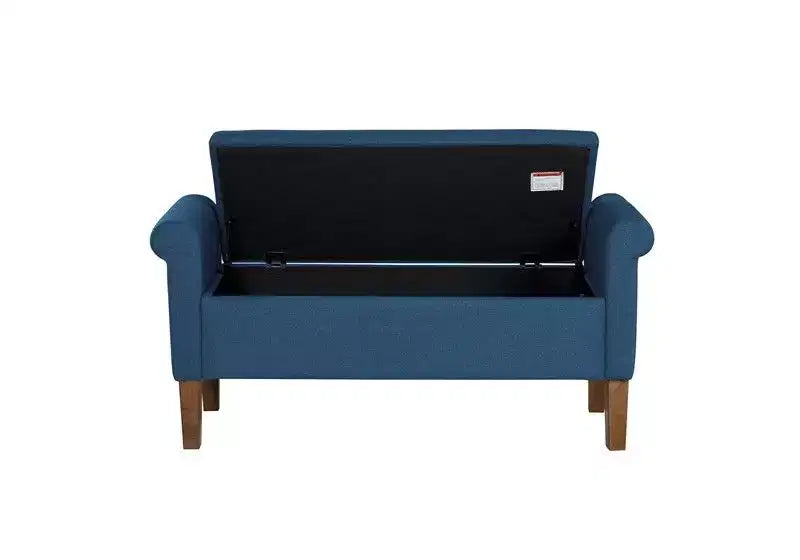 Banc de rangement en bois avec couvercle relevable et deux accoudoirs latéraux, banc à chaussures rembourré pour salon, chambre à coucher