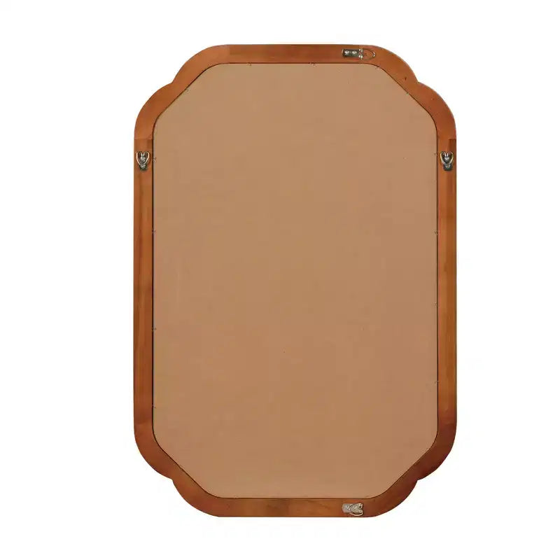 Miroir décoratif 24 x 36 en bois massif avec coins arrondis pour chambre à coucher, salle de bain, salon, marron jaunâtre