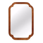 Miroir décoratif 24 x 36 en bois massif avec coins arrondis pour chambre à coucher, salle de bain, salon, marron jaunâtre