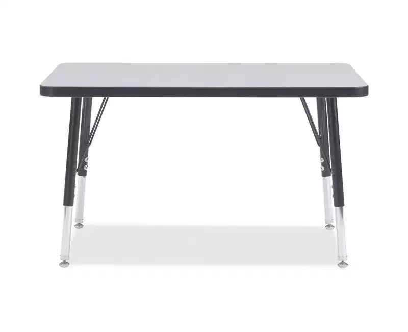 Table rectangulaire élémentaire noire (24 x 36) à bords colorés, de hauteur standard.