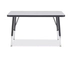 Table rectangulaire élémentaire noire (24 x 36) à bords colorés, de hauteur standard.