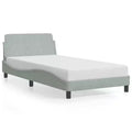 vidaXL Bed Frame with Headboard Platform Foundation Bedroom Furniture Velvet - Light Gray Twin