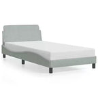 vidaXL Bed Frame with Headboard Platform Foundation Bedroom Furniture Velvet - Light Gray Twin