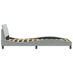 Cadre de lit avec tête de lit Plate-forme Meubles de chambre Velours - Gris clair Lit jumeau
