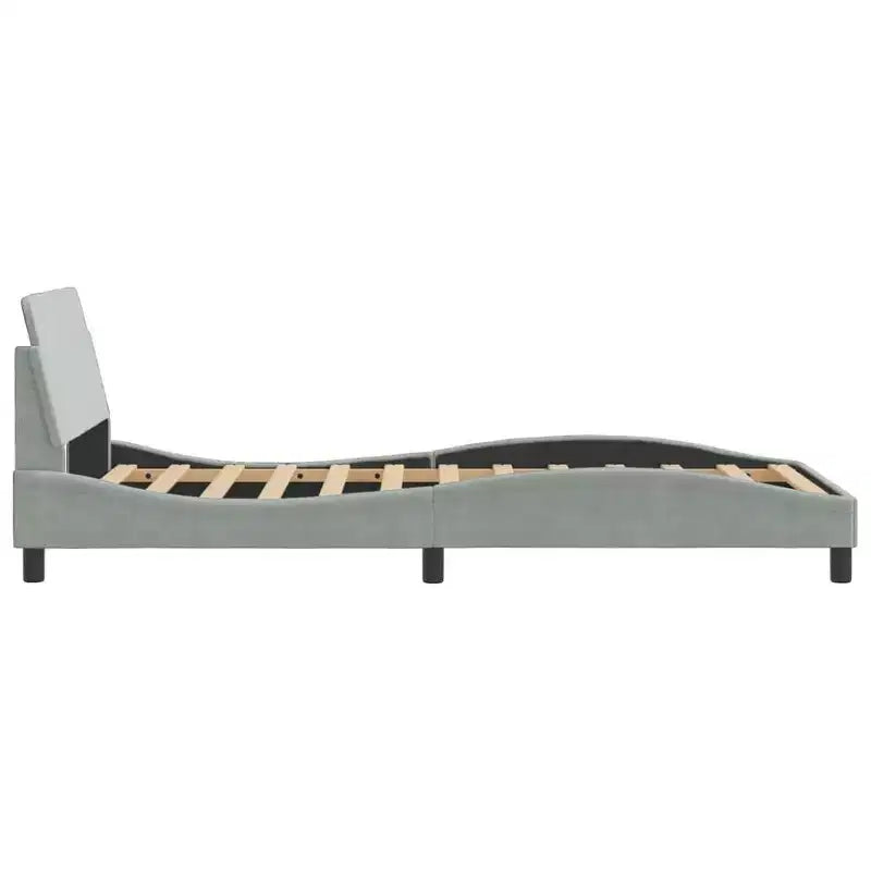 Cadre de lit avec tête de lit Plate-forme Meubles de chambre Velours - Gris clair Lit jumeau