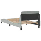 Cadre de lit avec tête de lit Plate-forme Meubles de chambre Velours - Gris clair Lit jumeau