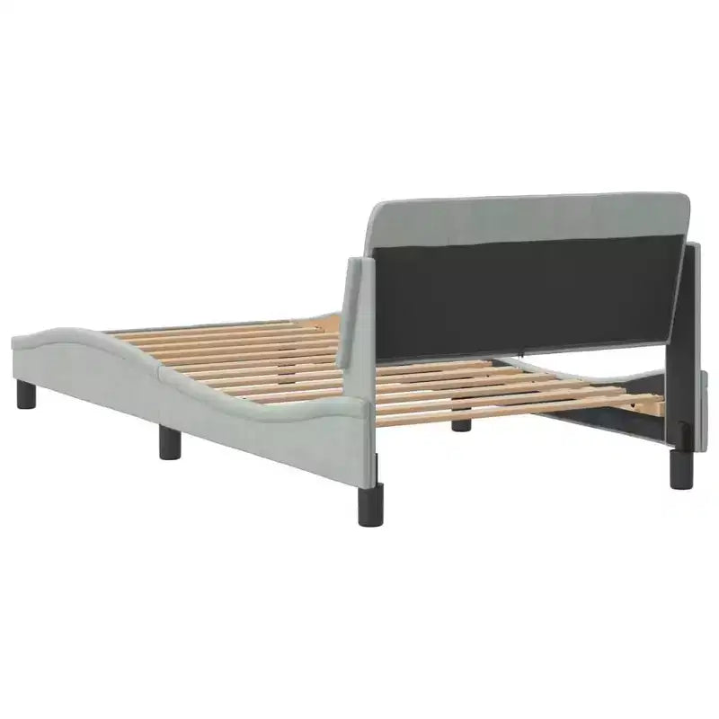 Cadre de lit avec tête de lit Plate-forme Meubles de chambre Velours - Gris clair Lit jumeau